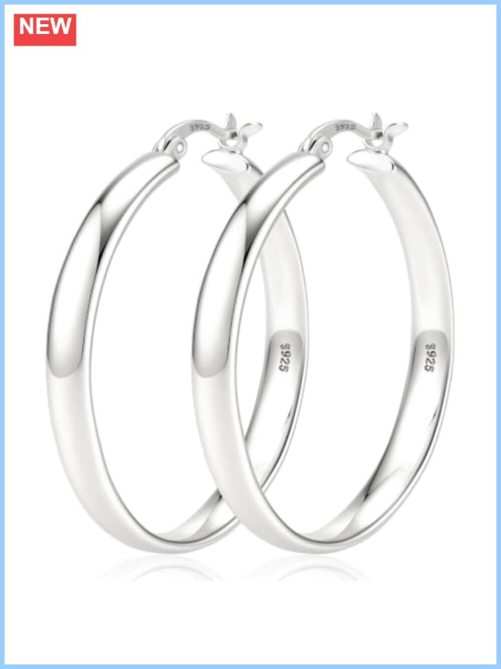 925 Sterling Silver Hoop Earrings 14K Gold Plated Lightweight Large
